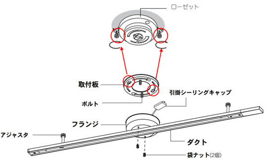 耳付きローゼットタイプの取付方法