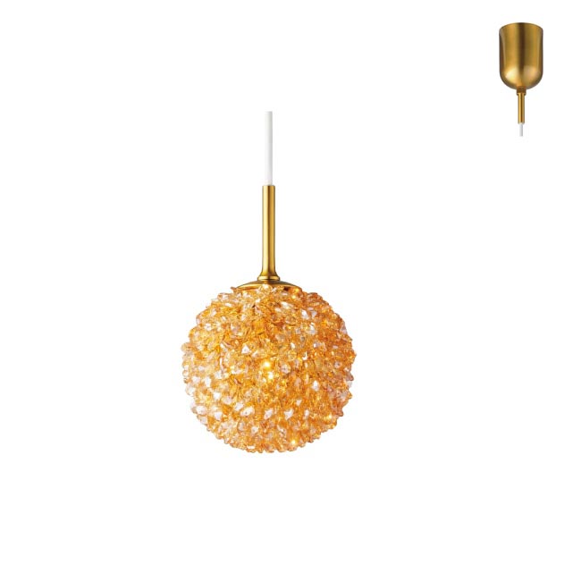 アンバー×クリスタルガラス インターフォルム製ペンダントライト メイン型番 関連商品 メインイメージ01