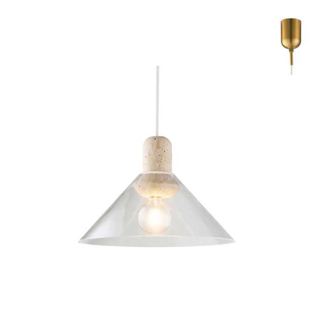 ガラス×大理石 ベージュ トラバーチン インターフォルム製ペンダントライト メイン型番 関連商品 メインイメージ01