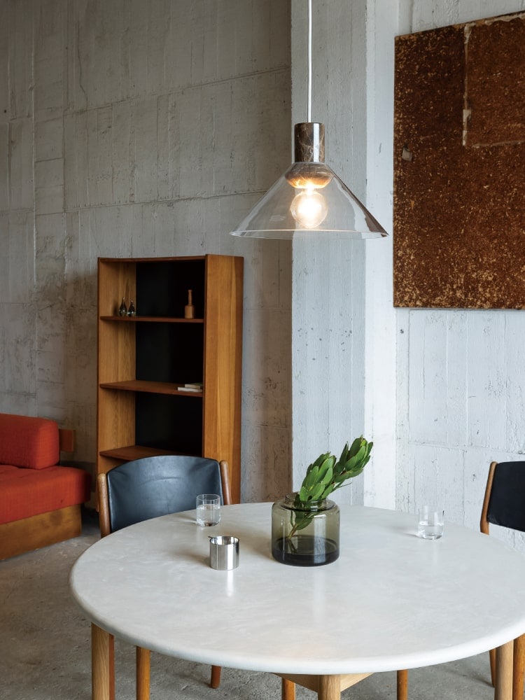 ガラス×大理石 ブラウン インターフォルム製ペンダントライト LT-4575BN IF-1230E-BR