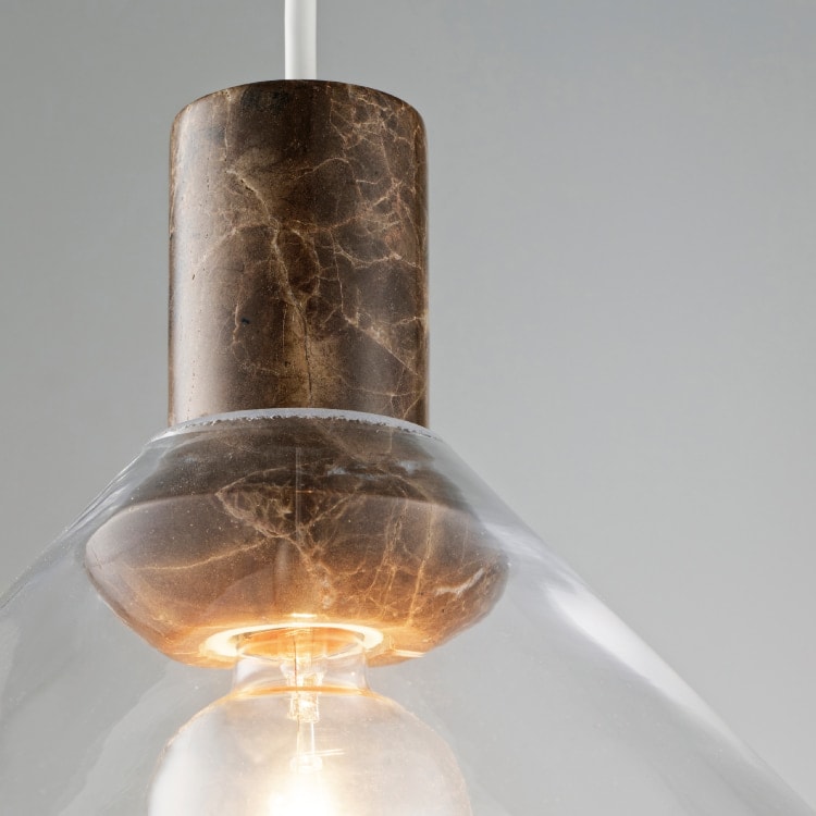 ガラス×大理石 ブラウン インターフォルム製ペンダントライト LT-4575BN IF-1230E-BR