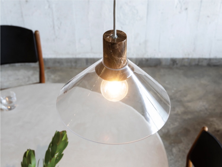 ガラス×大理石 ブラウン インターフォルム製ペンダントライト LT-4575BN IF-1230E-BR