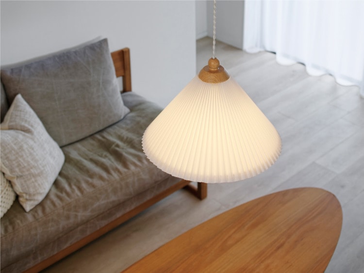 ホワイト 布プリーツ インターフォルム製ペンダントライト LT-4578 IF-1220E-WH