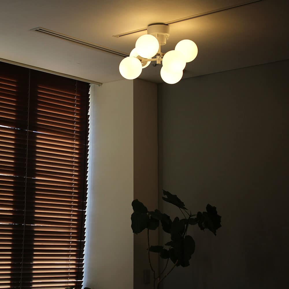 ブラック×アンバー 6灯 メルクロス製シーリングライト 003367(BK/AM) MR-0172E-AM